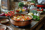 Hearty Country Feast: A Culinary Symphony in a Rustic Kitchen