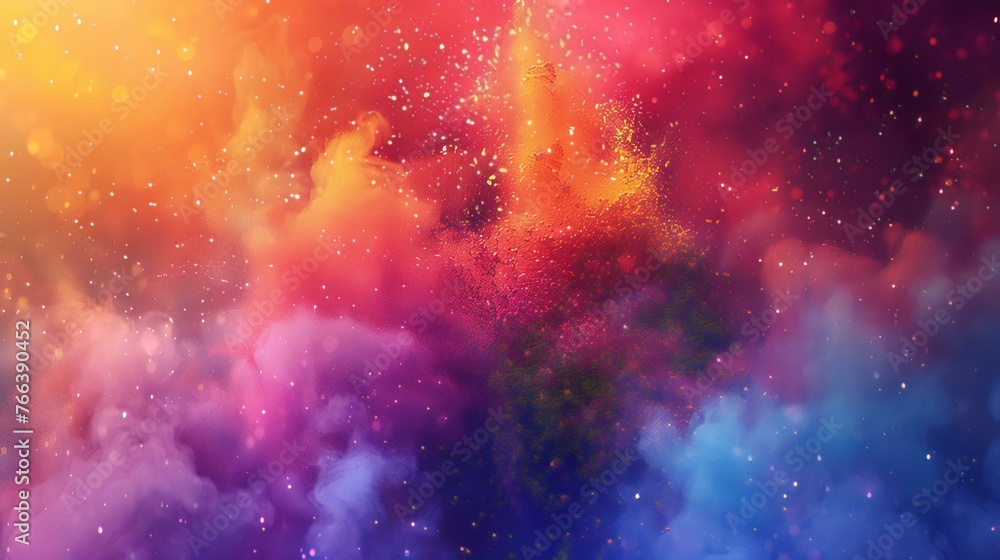 Vibrant Explosion of Colorful Powder Cloud - Close-up Shot Vibrant Explosion of Colorful Powder Cloud - Close-up Shot