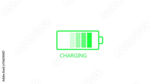 Animated icon charge battery. Battery monitor screen pixel. Energy ion lithium battery. photo