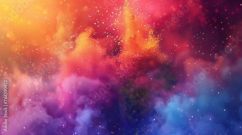 Vibrant Explosion of Colorful Powder Cloud - Close-up Shot