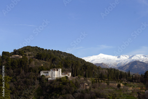 View of Sierra Nevada Mountains from Granada, Spain 