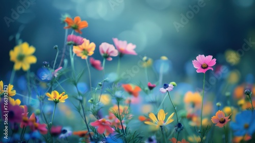 Beautiful blooming flowers at dawn in the spring morning © Matthew