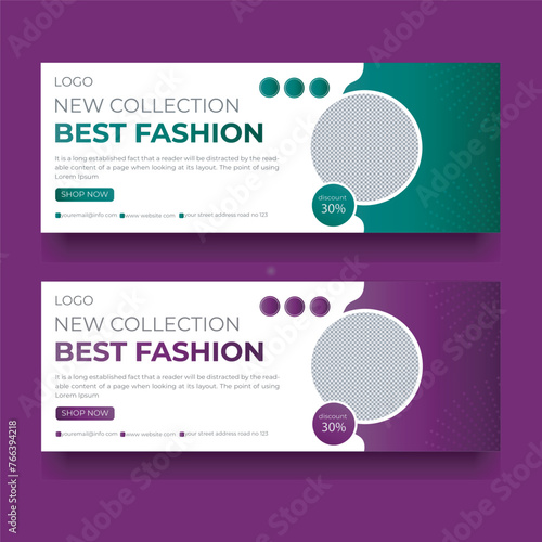 fashion sale social media post web banner and facebook cover photo design template
