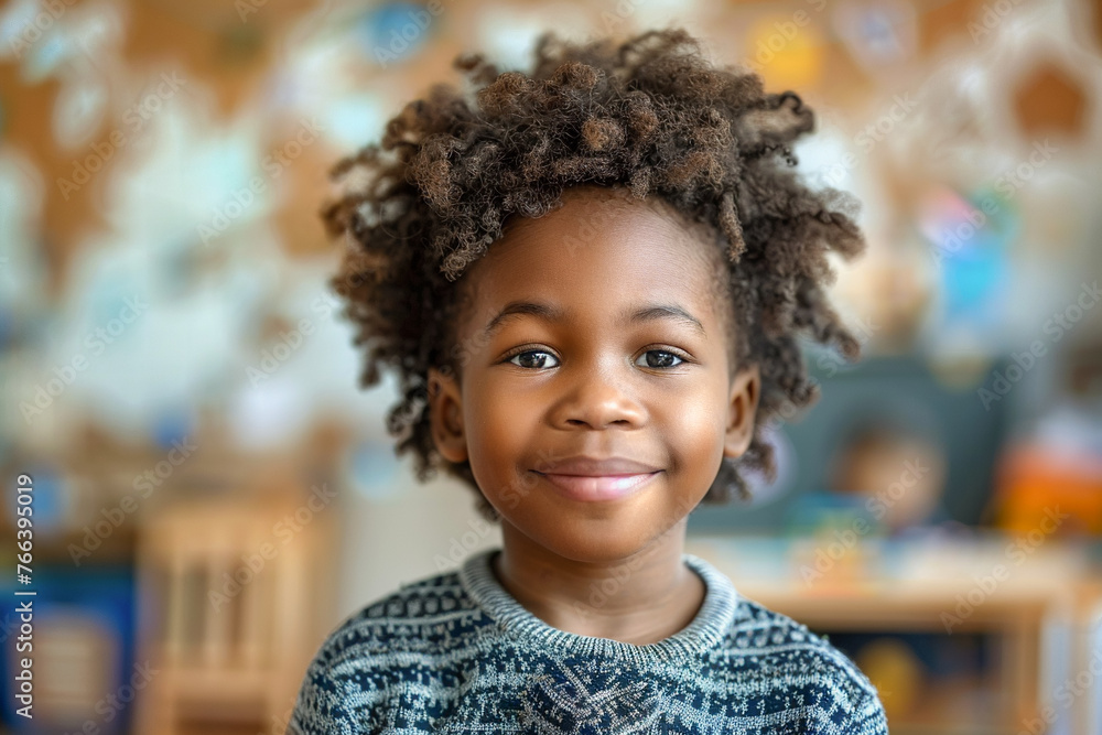 African American child in kindergarten, smiling preschooler, joyful learning environment, elementary school. African American child in kindergarten, smiling preschooler, joyful learning environment, elementary school.