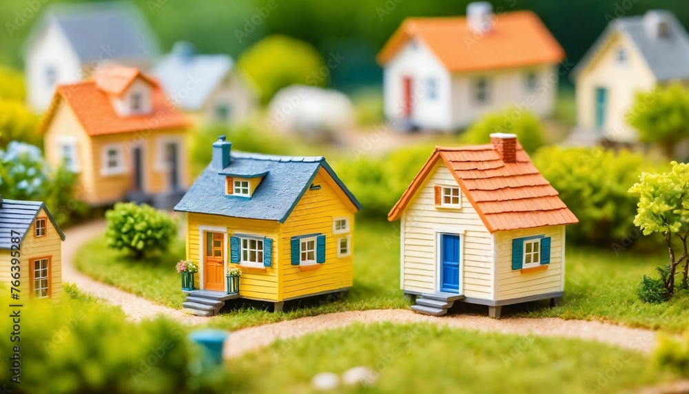 photo of miniature scene small model little house village near wood forest , generative AI photo of miniature scene small model little house village near wood forest , generative AI