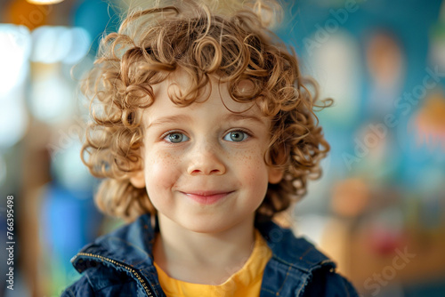 Kindergarten boy, cheerful preschooler immersed in playful and educational experiences. © Pavel