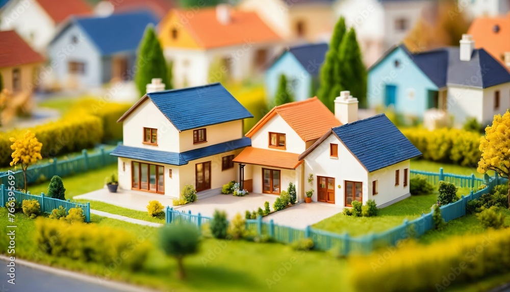 photo of miniature scene small model modern house village , generative AI photo of miniature scene small model modern house village , generative AI