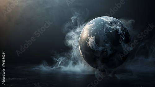 Earth in smoke planet background