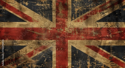 Faded Vintage Britain Flag - Grunge Style National Symbol of Great Britain and England, British, English, and United Kingdom