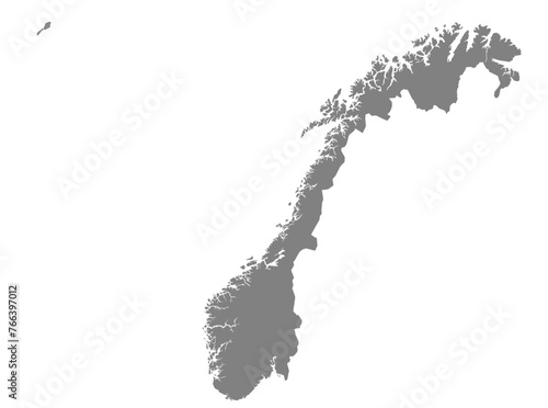 Outline of the map of Norway with regions
