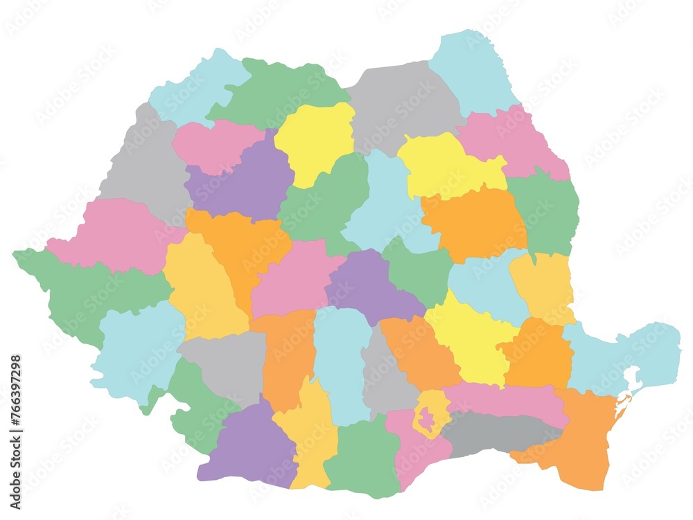 Outline of the map of Romania with regions