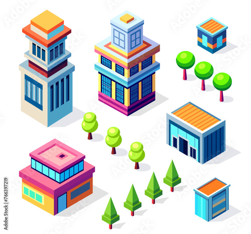 Isometric urban megalopolis top view of the city infrastructure town,