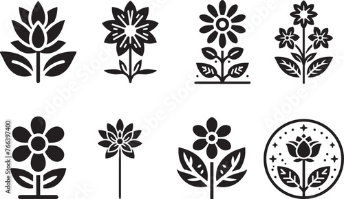 Flowers Icon Silhouettes Flowers EPS Vector Flowers Clipart photo