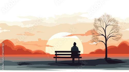 Loneliness .. flat vector isolated on white background