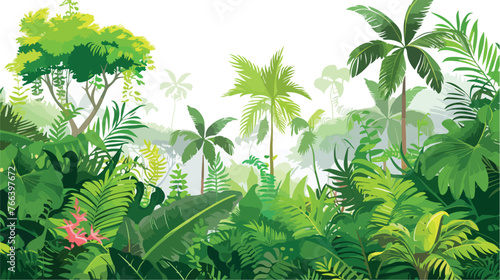Fototapeta Naklejka Na Ścianę i Meble -  Lush Vegetation in the Rain Forest of Costa Rica flat
