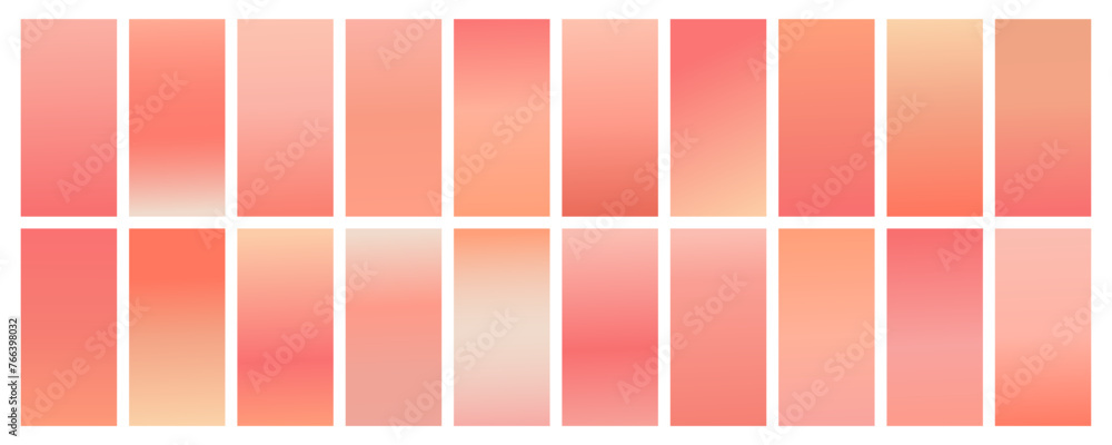 Set of abstract soft, smooth peach gradient background
