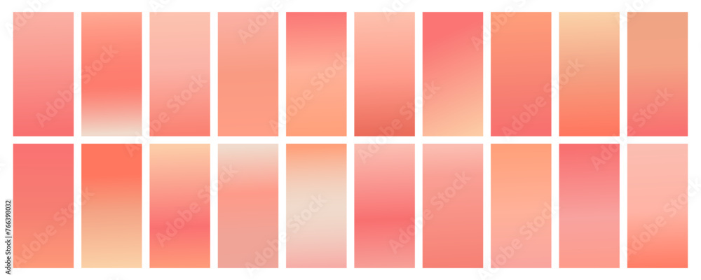 Fototapeta premium Set of abstract soft, smooth peach gradient background