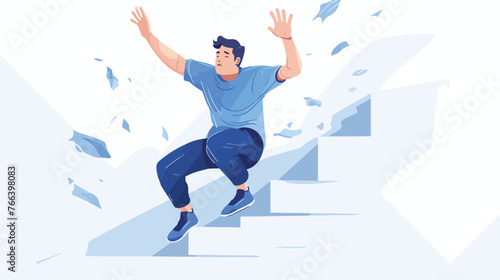 Man Falling on Stairs flat vector isolated on white background