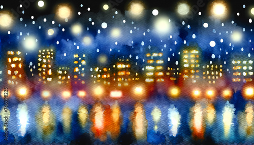 Rainy Night Whispers: A Magical Cityscape in Watercolor and Bokeh