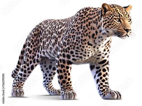 leopard walking forward isolated