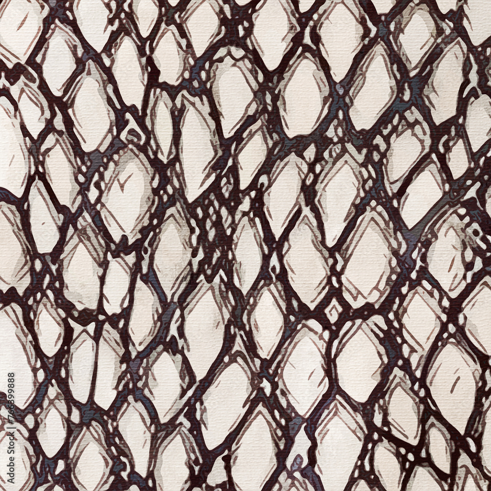 Naklejka premium Watercolor painted on canvas. Snakeskin pattern. Generated by Ai