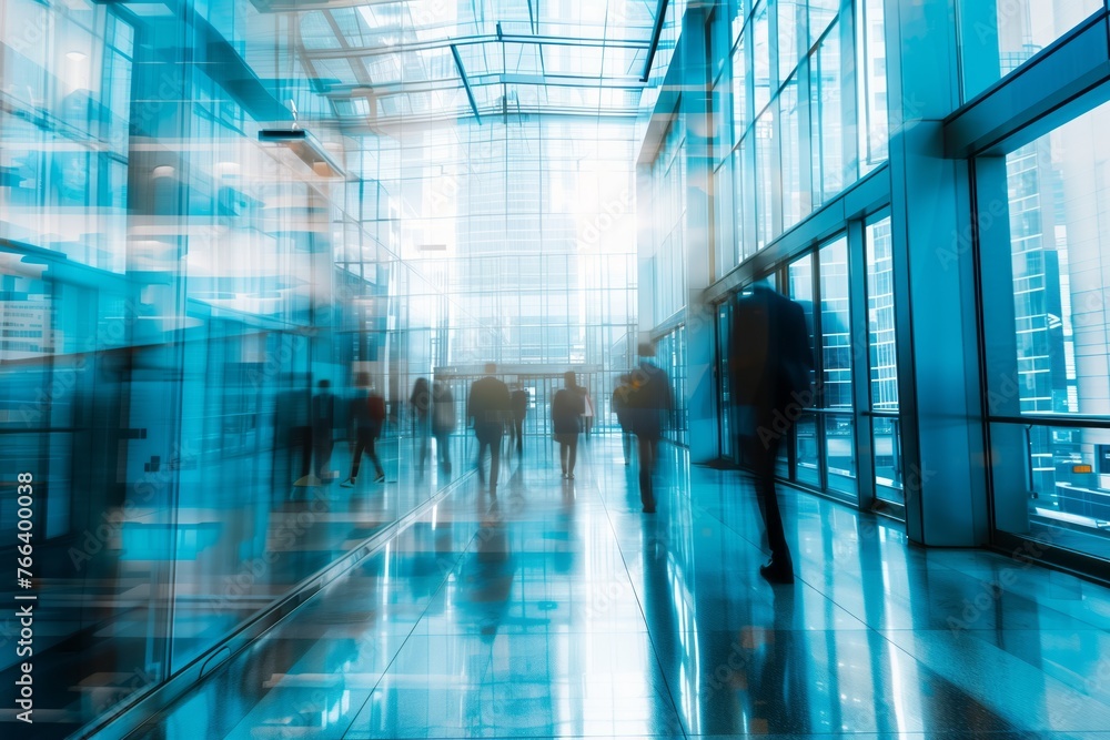 Blurred abstract background with bustling business center hall, with businessmen and people captured in motion blur through a long exposure technique. Work atmosphere. Blurred abstract background with bustling business center hall, with businessmen and people captured in motion blur through a long exposure technique. Work atmosphere.