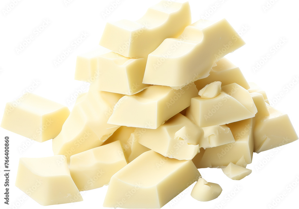 cubes white chocolate isolated on white or transparent background,transparency 