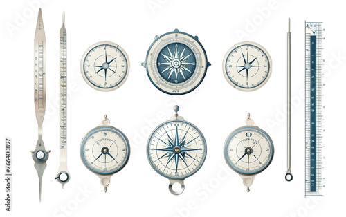 Precision Compass Set for Accurate Drawing and Measurement Isolated on Transparent Background PNG. photo