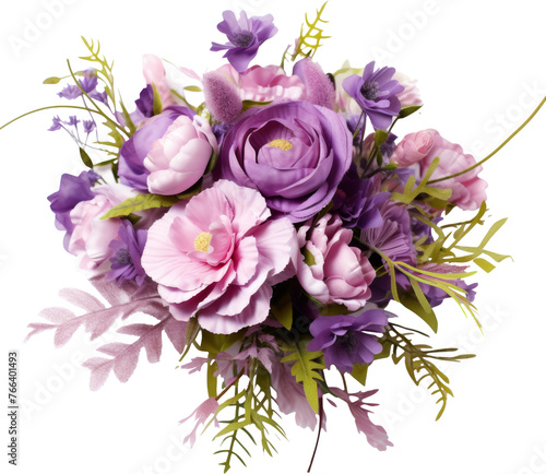 beautiful violet purple flower bouquet isolated on white or transparent background transparency 