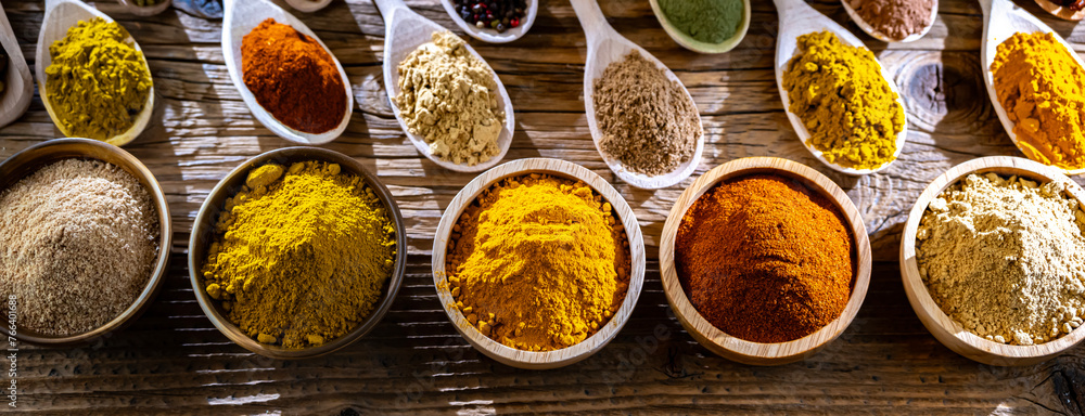 Composition with assortment of spices and herbs Composition with assortment of spices and herbs