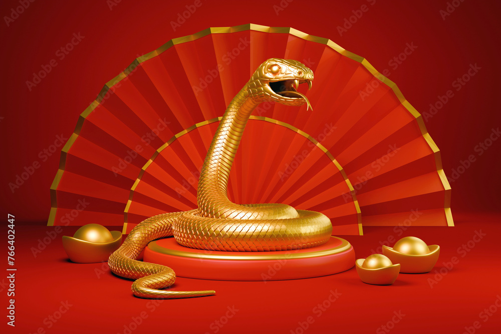 Snake is a symbol of the 2025 Chinese New Year. 3d render illustration ...