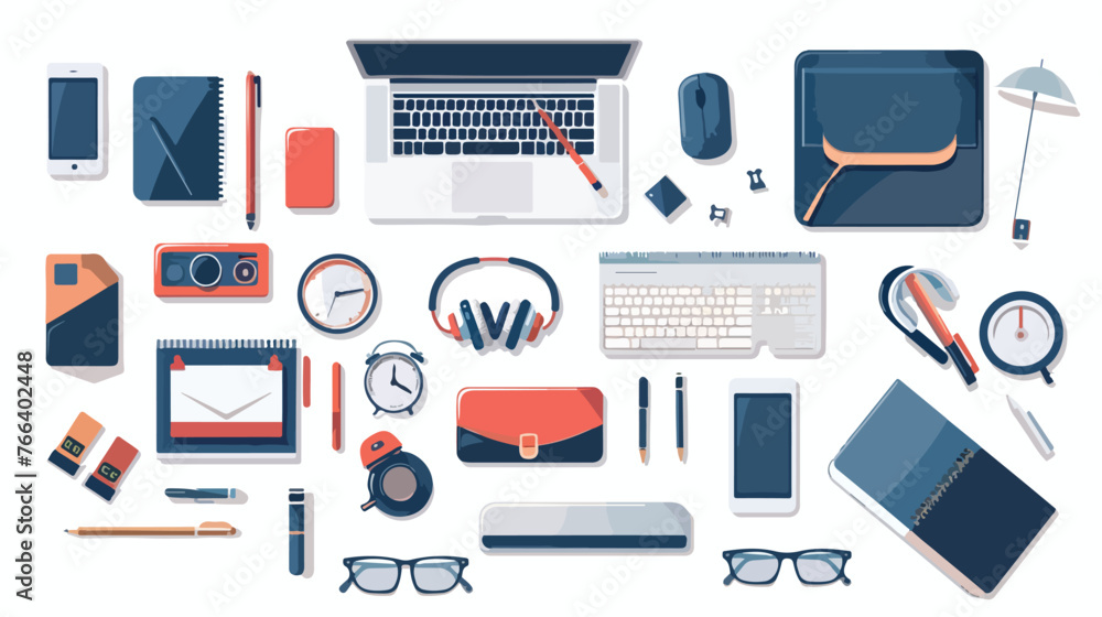 Professional Workspace Kit flat vector isolated on white