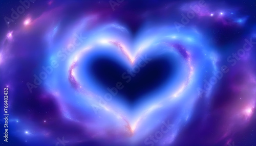 A digital art piece of a galaxy inside a heart shape