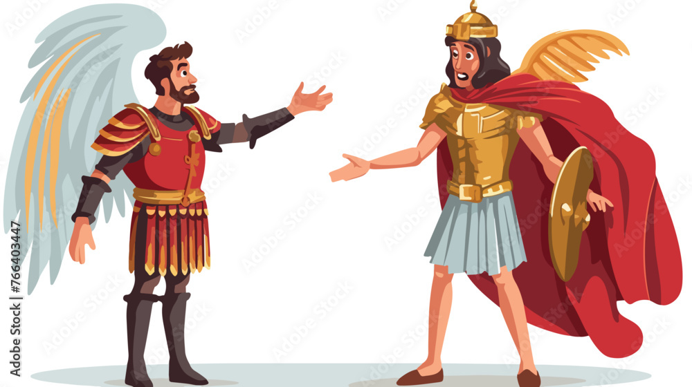 Roman Soldier Surprised by Angel flat vector isolated