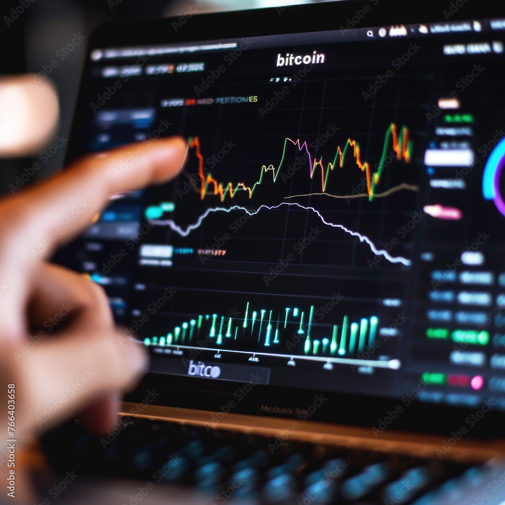 A trader or a financial analyst looking at finance market graph. Stock market trading, virtual cryptocurrency and investment concept. A trader or a financial analyst looking at finance market graph. Stock market trading, virtual cryptocurrency and investment concept.