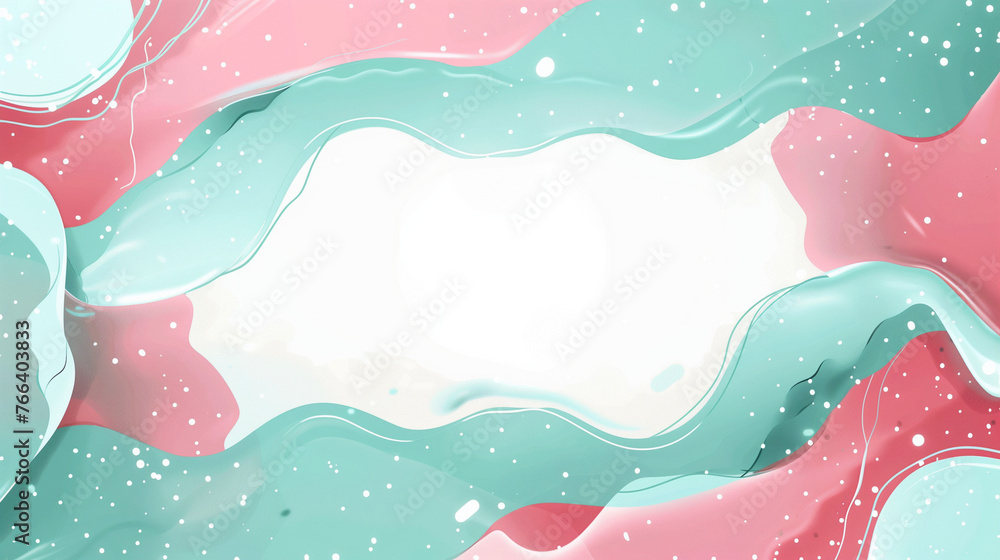 Whimsical Pink and Turquoise Flowing Abstract, Dynamic Artistic Design