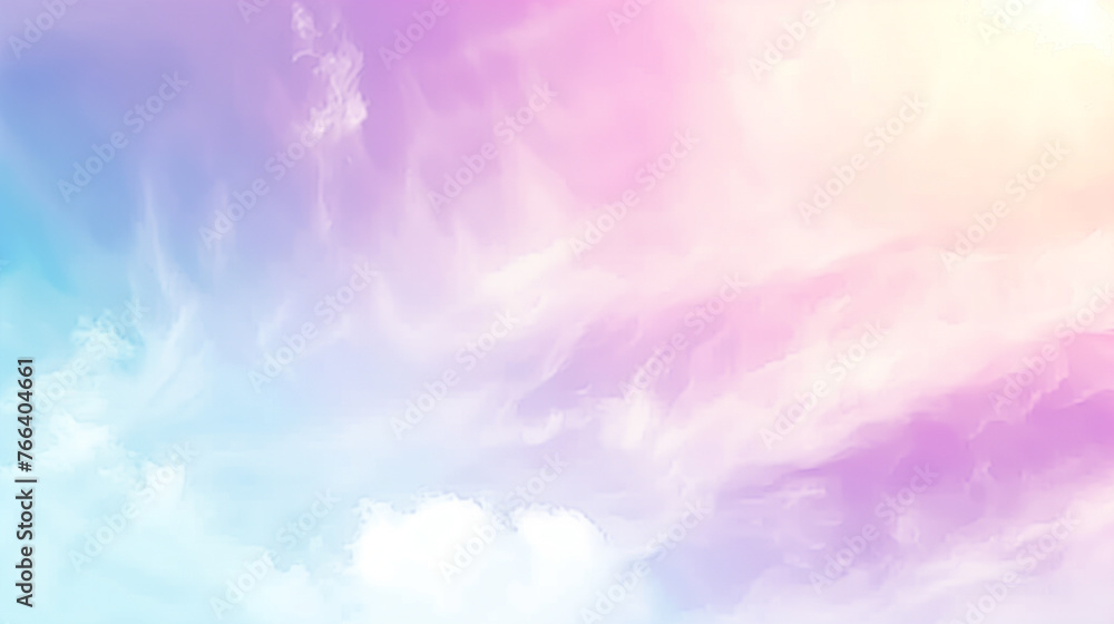 Soft Pastel Cloudscape with Ethereal Fluffy Clouds, Serene Sky