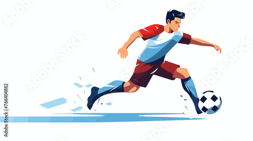 Soccer Player Kicking Ball flat vector isolated on white