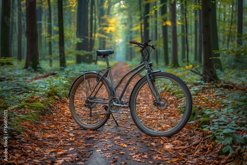 Bike Parked on Path in Woods