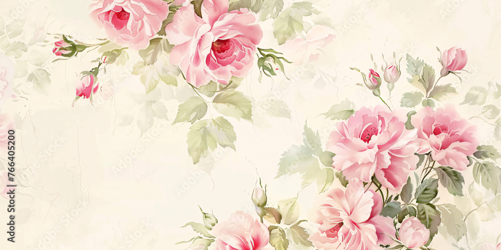Romantic pink rose flower background