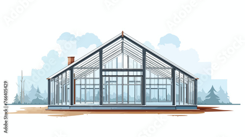 Steel frame house flat vector isolated on white background