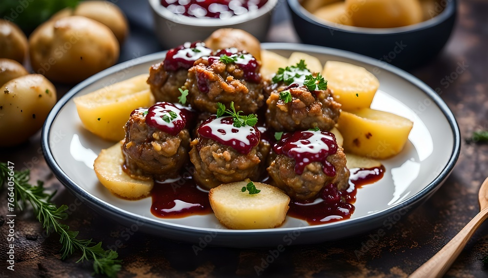 swedish meatballs with potatoes and lingon jam
swedish meatballs with potatoes and lingon jam