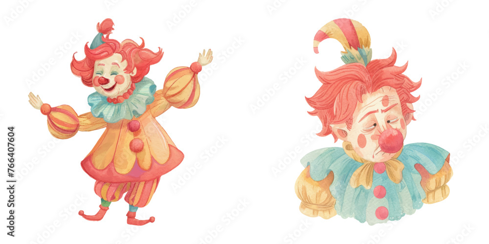 scary clown watercolour vector illustration scary clown watercolour vector illustration