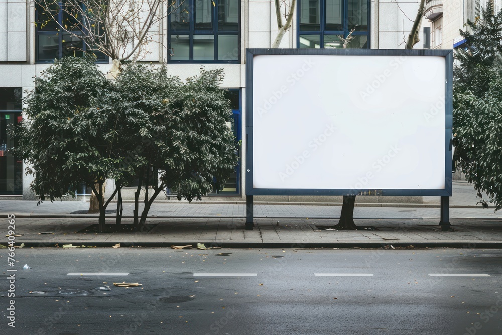 Blank white billboard on the street, mockup for design Blank white billboard on the street, mockup for design