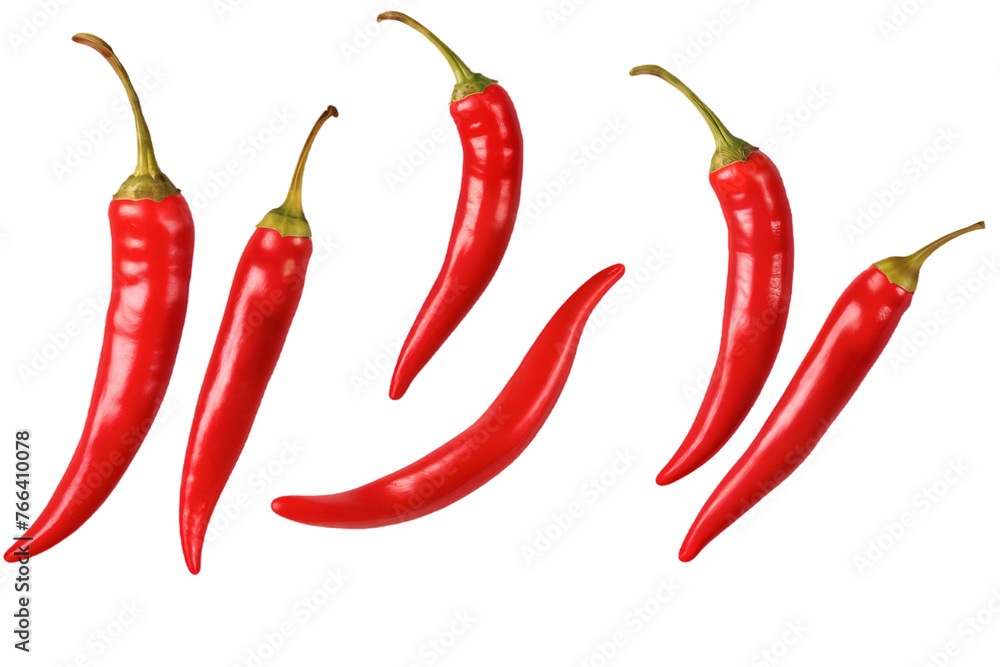 Red hot chili peppers. Ripe of fresh organic chili pepper isolated on white background cut out