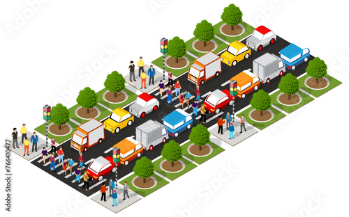 Isometric urban megalopolis top view of the city infrastructure town,