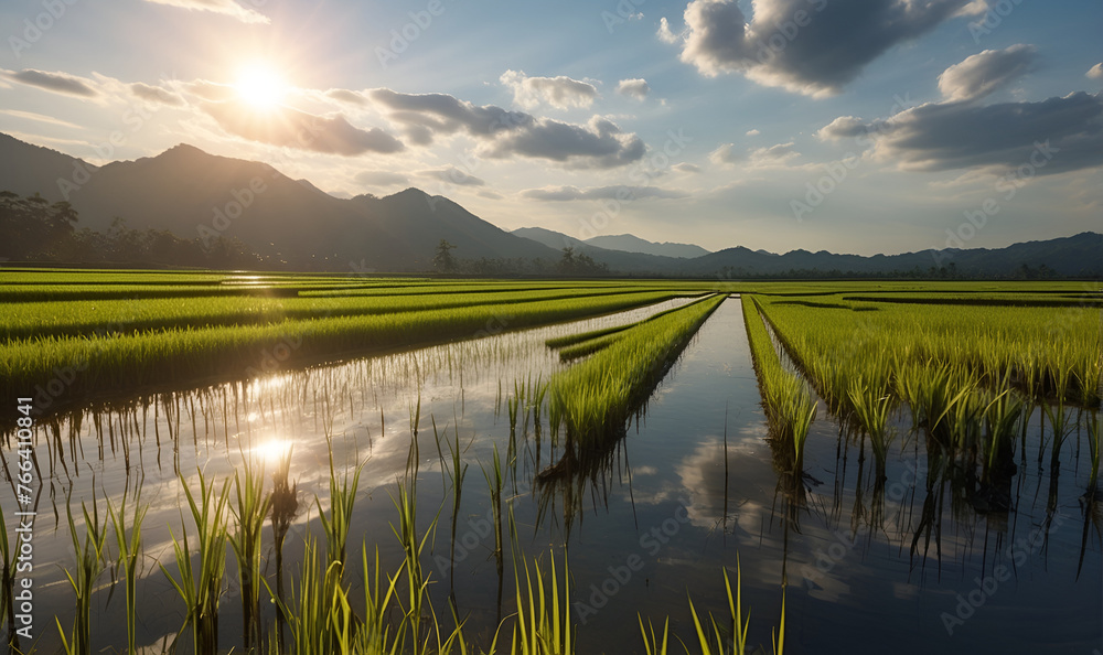 Rice seedling fields, rice plantations