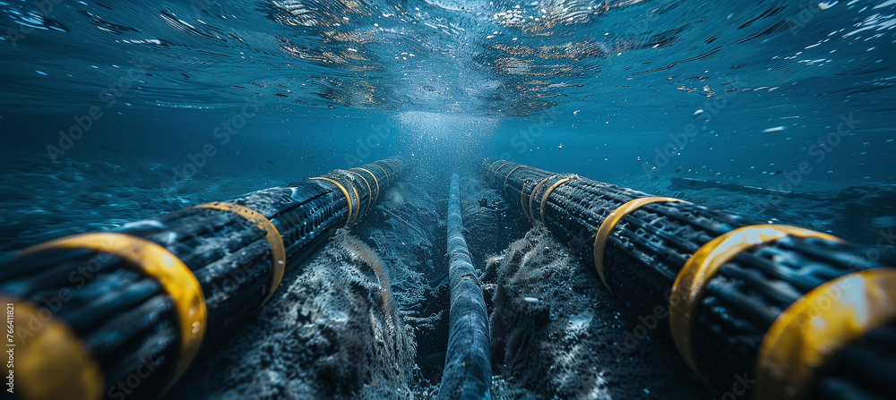Installing an underwater electrical cable on the ocean floor to ...