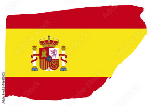 Spain flag with palette knife paint brush strokes grunge texture design. Grunge brush stroke effect
