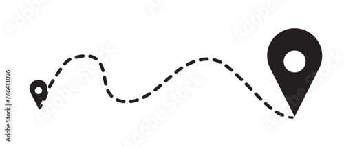 Route location icon. Map pointer sign.  GPS navigator vector.  Map Navigation with 2 pins search location. Vector illustration.  map pin sign and road or path, start and end journey symbol.
